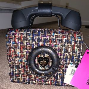 Betsey Johnson tweed wireless phone handbag